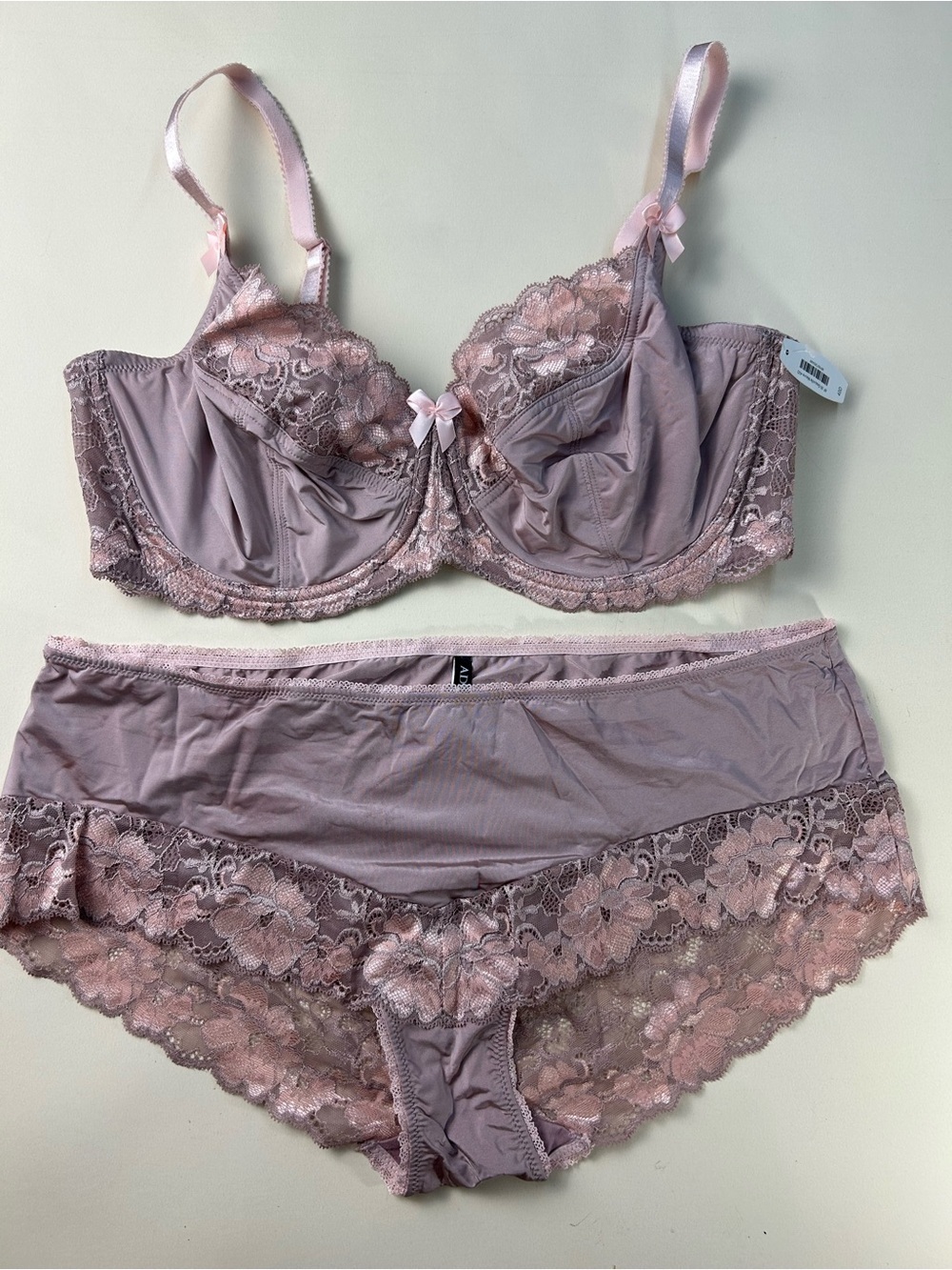 Adore Me Blush Lace Underwire Bra size 40D & Lace Briefs 1XL